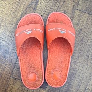 adidas by Stella MacCartney Bright Orange Slide Sandals with Logo Strap